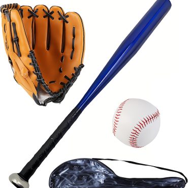 Softball Baseball Bat Set with Glove and Balls - 25 Inch/63cm Aluminum Bat for Pickup Games and Batting Practice